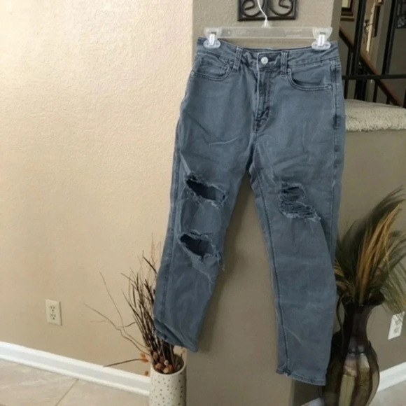 American Eagle Outfitters Denim - American Eagle Pale Gray High Waist Distressed Jeans Size 2